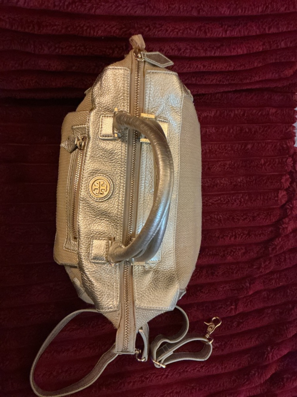 ✨TORY BURCH✨ Gold and Tan Designer Satchel - Picture 9 of 13